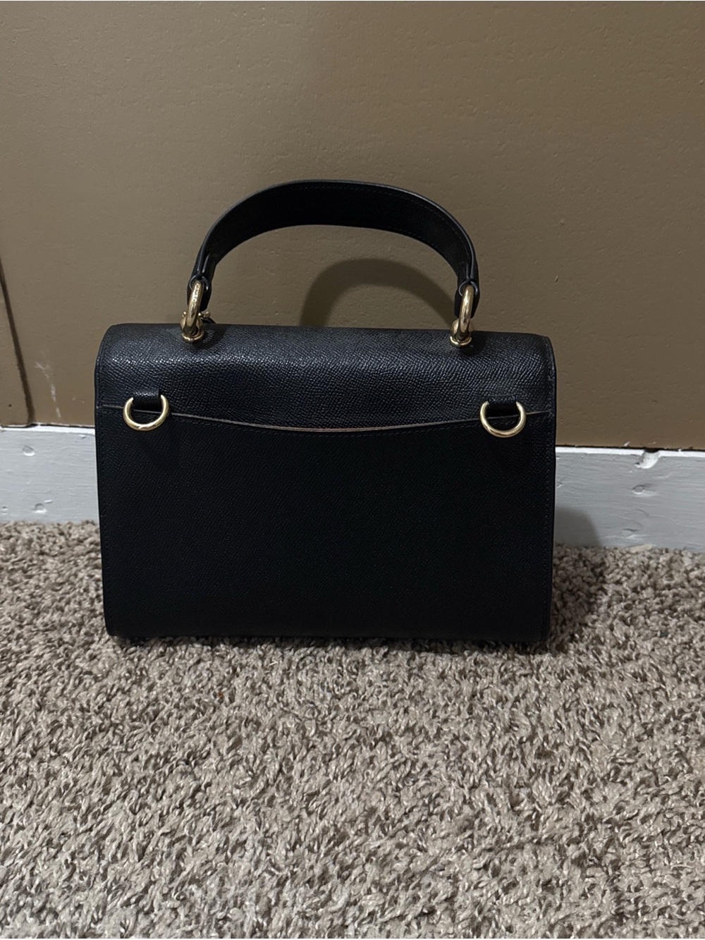 Classic Black Leather Top-Handle Women's Bag - Picture 2 of 5